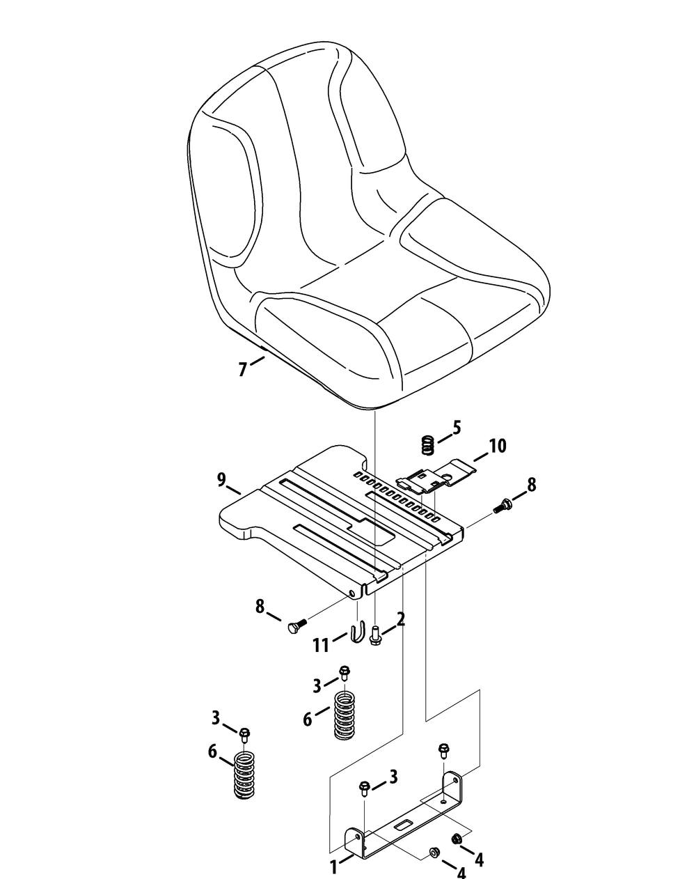 Seat Adjustment Diagram and Parts List for RZT-L42KH (17BRCACS009-17BRCACS010)(2015) Cub Cadet Lawn Tractor